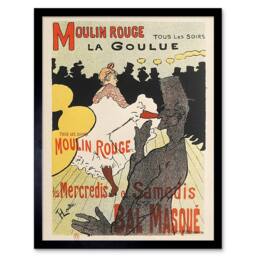 "Artery8 Toulouse-Lautrec Dancer La Goulue Moulin Rouge Advert Framed Art Print in Beige - Size: W12"" x H16""" - thumbnail 1
