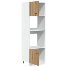 Berkfield Home Microwave Cabinet Lyon Artisan Oak 60x57x207 cm Engineered Wood in Brown - Size: 60 x 57 x 207 cm - thumbnail 4