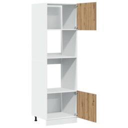 Berkfield Home Microwave Cabinet Lyon Artisan Oak 60x57x207 cm Engineered Wood in Brown - Size: 60 x 57 x 207 cm - thumbnail 5