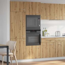 Berkfield Home Microwave Cabinet Lyon Artisan Oak 60x57x207 cm Engineered Wood in Brown - Size: 60 x 57 x 207 cm - thumbnail 3