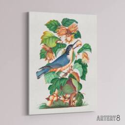 "Artery8 Nuthatch Bird Hazel Oak & Bramble Bolton Canvas Wall Art - Size: W18"" x H24""" - thumbnail 2