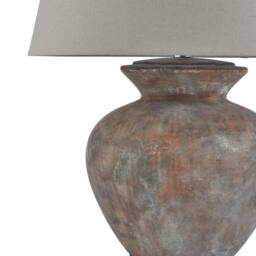Wyld Haus Padua Distressed Brown Ceramic Table Lamp Neutral Fabric Shade - thumbnail 3