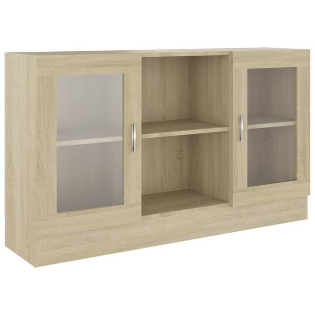 Berkfield Home Vitrine Cabinet Sonoma Oak 120x30.5x70 cm Engineered Wood in Light Beige - image 1
