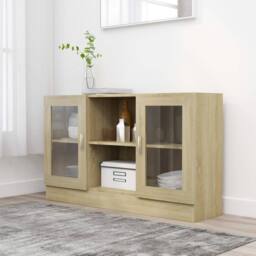 Berkfield Home Vitrine Cabinet Sonoma Oak 120x30.5x70 cm Engineered Wood in Light Beige - thumbnail 2