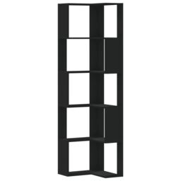 Corner Bookcase 5-Tier Black 50x50x179 cm Engineered Wood - thumbnail 3
