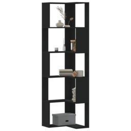 Corner Bookcase 5-Tier Black 50x50x179 cm Engineered Wood - thumbnail 1