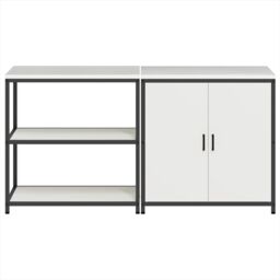 Berkfield Home with Shelf with Storage with Door Adjustable 2 pcs White Cold-rolled steel - thumbnail 8