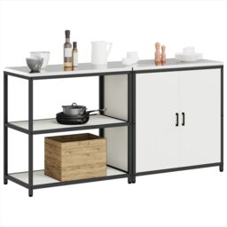 Berkfield Home with Shelf with Storage with Door Adjustable 2 pcs White Cold-rolled steel - thumbnail 3