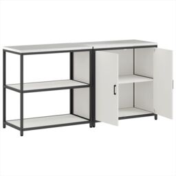 Berkfield Home with Shelf with Storage with Door Adjustable 2 pcs White Cold-rolled steel - thumbnail 7