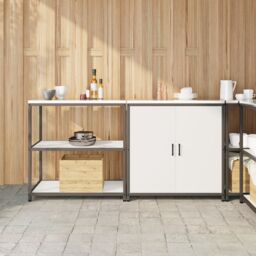 Berkfield Home with Shelf with Storage with Door Adjustable 2 pcs White Cold-rolled steel - thumbnail 1