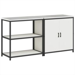Berkfield Home with Shelf with Storage with Door Adjustable 2 pcs White Cold-rolled steel - thumbnail 2