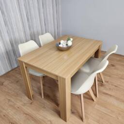 KOSY KOALA Dining Table & 4 Cream Tulip Chairs Kitchen Wood Oak Effect Table Kitchen Dining Set - thumbnail 1