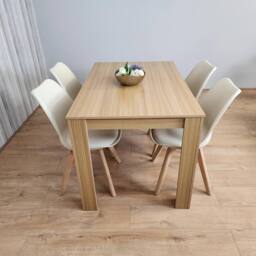 KOSY KOALA Dining Table & 4 Cream Tulip Chairs Kitchen Wood Oak Effect Table Kitchen Dining Set - thumbnail 2
