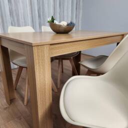 KOSY KOALA Dining Table & 4 Cream Tulip Chairs Kitchen Wood Oak Effect Table Kitchen Dining Set - thumbnail 6