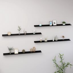 Berkfield Home Wall Shelves 4 pcs Black 115x9x3 cm - Size: 115 x 9 x 3 cm - thumbnail 1