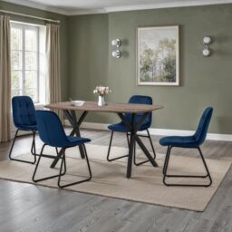 Seconique Athens Medium Oak Rectangular Dining Set with Lukas Chairs in Blue - thumbnail 1