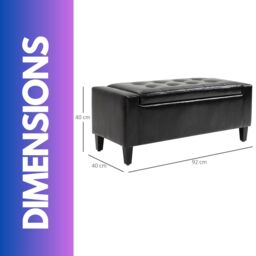 FURNOS Tufted Faux Leather Ottoman Bench Seat With Storage in Black - thumbnail 6
