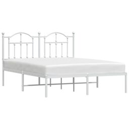 Berkfield Home Metal Bed Frame with Headboard White 140x200 cm - thumbnail 3