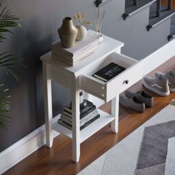 Home Discount Vida Designs Windsor Wooden Console Table Hallway with drawers in White - Size: Small - thumbnail 4