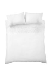 Bianca 'Embroidery Floral' 200 Thread Count Cotton Duvet Cover Set in White - Size: Super King - thumbnail 6
