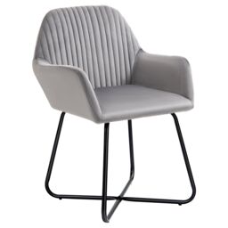 HOMCOM Modern Accent Chair Velvet-Feel Upholstered Lounge Armchair in Grey - thumbnail 2