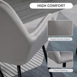 HOMCOM Modern Accent Chair Velvet-Feel Upholstered Lounge Armchair in Grey - thumbnail 6