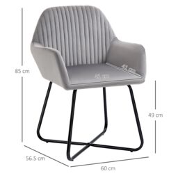 HOMCOM Modern Accent Chair Velvet-Feel Upholstered Lounge Armchair in Grey - thumbnail 3
