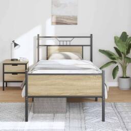 Berkfield Home Durable Bed Frame without Mattress Sonoma Oak 90x190 cm Single En in Brown - thumbnail 4