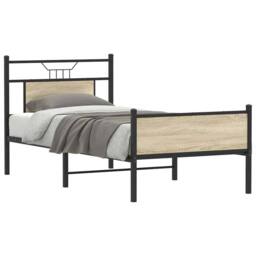 Berkfield Home Durable Bed Frame without Mattress Sonoma Oak 90x190 cm Single En in Brown - thumbnail 2