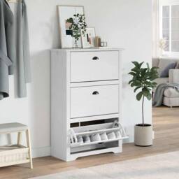 Berkfield Home Shoe Rack BODO White 80x35x118 cm - Size: 80 x 35 x 118 cm - thumbnail 3