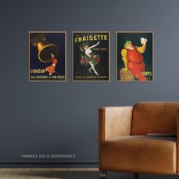 Artery8 Set of 3 Cappiello Vintage French Alcohol Adverts Wall Art Prints in Black - Size: A3 - thumbnail 2