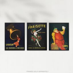Artery8 Set of 3 Cappiello Vintage French Alcohol Adverts Wall Art Prints in Black - Size: A3 - thumbnail 5