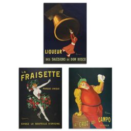 Artery8 Set of 3 Cappiello Vintage French Alcohol Adverts Wall Art Prints in Black - Size: A3 - thumbnail 1