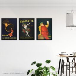 Artery8 Set of 3 Cappiello Vintage French Alcohol Adverts Wall Art Prints in Black - Size: A3 - thumbnail 3