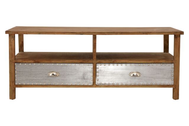 Orsina Two Drawer Coffee Table, Modern Coffe Table, 2 Metal Drawer Solid Wood Coffee Table, Rustic Coffee Table in Natural - image 1