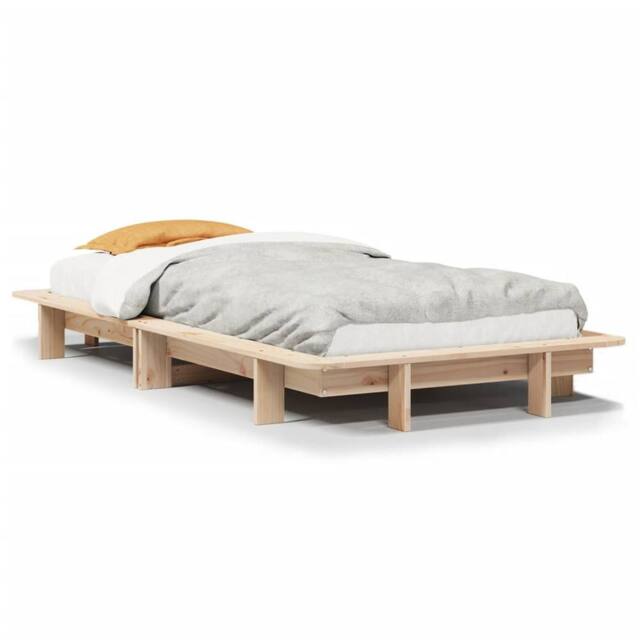 Berkfield Home Bed Frame without Mattress 75x190 cm Small Single Solid Wood Pine in Natural - image 1