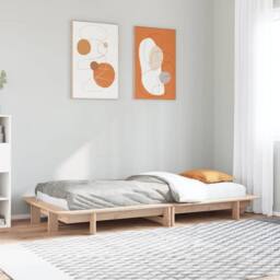 Berkfield Home Bed Frame without Mattress 75x190 cm Small Single Solid Wood Pine in Natural - thumbnail 2