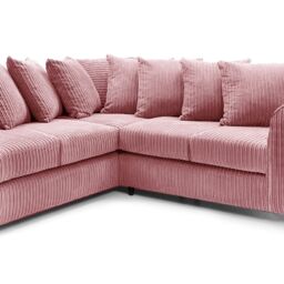 Furnishings For Less UK Ferguson 5 Seater Fabric Corner Sofa L Shaped Jumbo Cord - Scatter Back in Pink - thumbnail 2