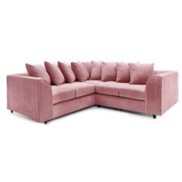 Furnishings For Less UK Ferguson 5 Seater Fabric Corner Sofa L Shaped Jumbo Cord - Scatter Back in Pink - thumbnail 1