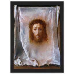 Artery8 Domenico Fetti Italian Veil Veronica Jesus Christian Artwork Framed Wall Art Print A4 in Black - thumbnail 1