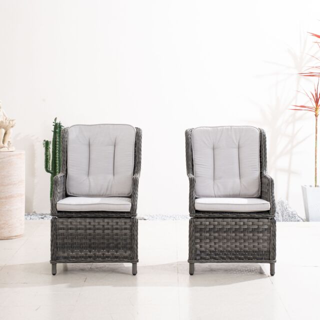 Direct Wicker 2-Piece Garden Detachable Aluminium Rattan Chairs in Grey - Size: 1 Pack - image 1