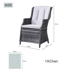 Direct Wicker 2-Piece Garden Detachable Aluminium Rattan Chairs in Grey - Size: 1 Pack - thumbnail 7