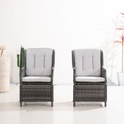 Direct Wicker 2-Piece Garden Detachable Aluminium Rattan Chairs in Grey - Size: 1 Pack - thumbnail 1