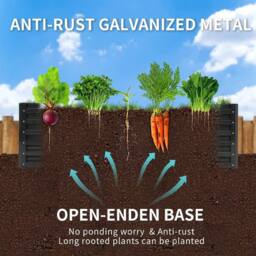 Living and Home Outdoor Metal Raised Garden Bed in Black - thumbnail 6