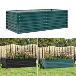 Living and Home Outdoor Metal Raised Garden Bed in Black - thumbnail 1