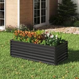 Living and Home Outdoor Metal Raised Garden Bed in Black - thumbnail 2