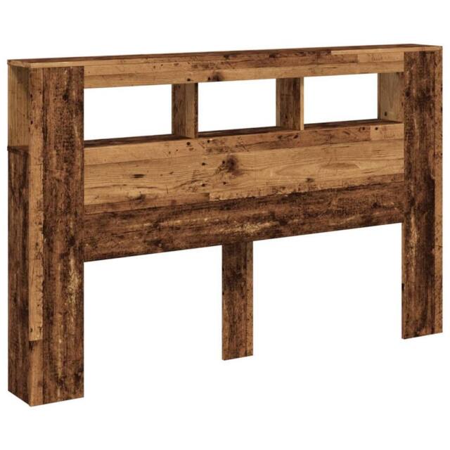 Berkfield Home LED Headboard Old Wood 160x18.5x103.5 cm Engineered Wood in Brown - image 1