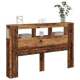 Berkfield Home LED Headboard Old Wood 160x18.5x103.5 cm Engineered Wood in Brown - thumbnail 5