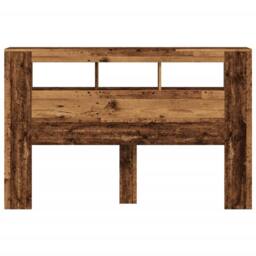 Berkfield Home LED Headboard Old Wood 160x18.5x103.5 cm Engineered Wood in Brown - thumbnail 6