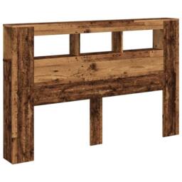Berkfield Home LED Headboard Old Wood 160x18.5x103.5 cm Engineered Wood in Brown - thumbnail 1